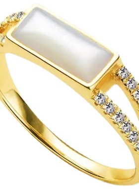 轻奢原创设计感高级白贝母戒指