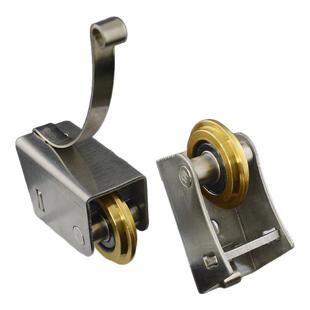 推拉门不锈钢双排铜轮厨房衣柜卫生间阳台移门下导轨凸凹滚轮下轮