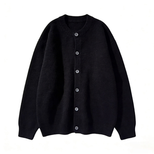 黑色慵懒开衫女2025冬季宽松慵懒风休闲毛衣外套显瘦外搭上衣