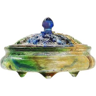 琉璃香炉家用室内香薰炉水晶禅意熏香炉宣德炉盘香炉打香篆香篆炉