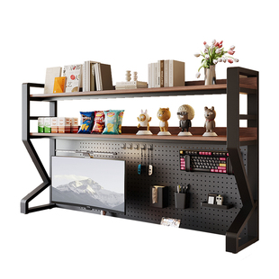 桌上洞洞板置物架多层收纳架办公桌学生书桌电脑桌面书架铁艺立式