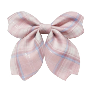 【一生一世】猫之物语原创jk樱花领结蝴蝶结边夹学生背带粉格领带