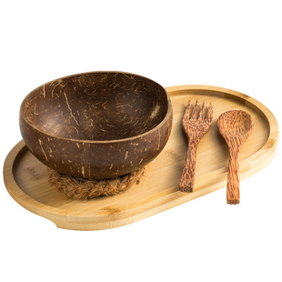 天然椰子碗椰壳碗网红甜品碗糖水酸奶碗木质早餐碗木碗椰子壳餐具