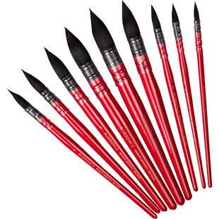 红胖子画笔水彩笔松鼠毛水彩画笔套装圆头勾线笔美术色彩颜料毛笔美术生专用画笔尼龙刷子水彩黑天鹅水彩笔