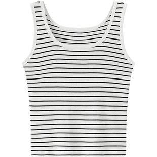 森马背心女夏短款U领凉感紧身无袖撞色内搭气质百搭简约叠穿上衣