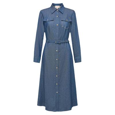 牛仔衬衫连衣裙精梳棉纯色雅莹