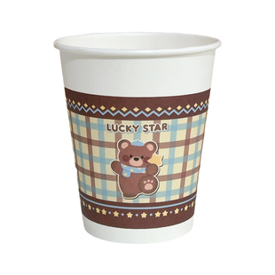 2025创意卡通星星熊一次性纸杯子250ml加厚聚会纸杯家用加硬水杯