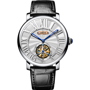 罗宾尼手表男士大表盘镂空机械表男防水全自动男表品牌正品商务