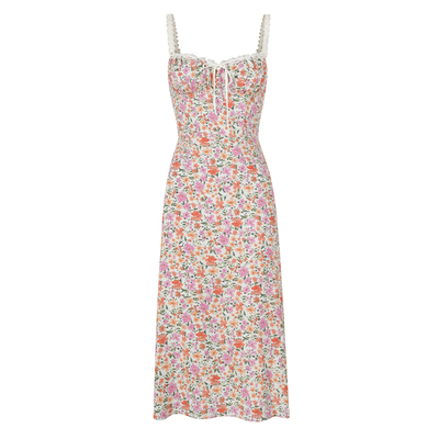 ITSNIKAR法式黄色碎花裙子