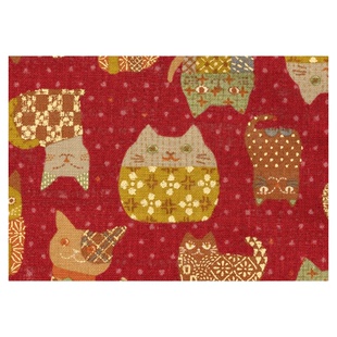 日本进口seven纯棉面料仿棉麻手感手工DIY布料包袋服装布萌猫织纹