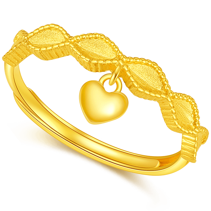 潮宏基小确幸足金戒指5G黄金戒圈手饰爱心送女友计价圣诞礼物