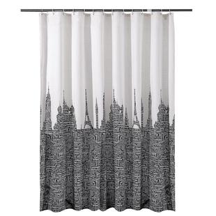 揽梦浴帘新款字母塔楼浴帘防水加厚防霉浴帘布浴室帘卫生间可定做