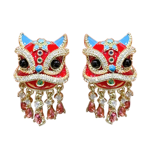 LYNNROMAN醒狮耳钉女高级感中国风精致时尚气质百搭小众设计耳环