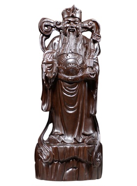 手工匠人财神爷黑檀木中式