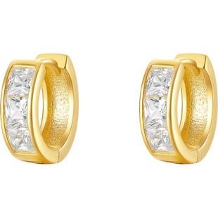 周六福耳钉女几何耳饰S925银黄金色高级感轻奢小众本命年礼物