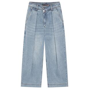 Fun2025春夏线下商场同款打褶牛仔长裤阔腿裤FMK951A8L