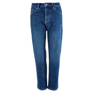 Orchel/欧榭丽老钱百搭水洗工艺休闲中腰小直筒牛仔裤女显瘦长裤