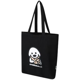 GUUKA&matsui联名小狗黑色手提帆布包女大容量托特包通勤单肩包男