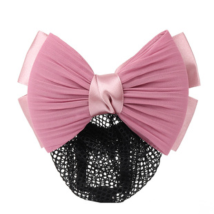 职业头花网兜银行新款空姐酒店工作蓝色带网护士盘发网饰品蝴蝶结