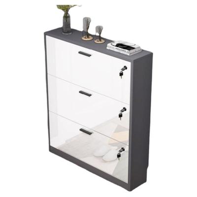 大容量带锁超薄款鞋柜玄关柜一体