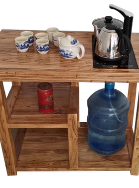 老榆木茶台茶水柜实木二人小茶桌简约阳台茶车茶架中式现代小户型