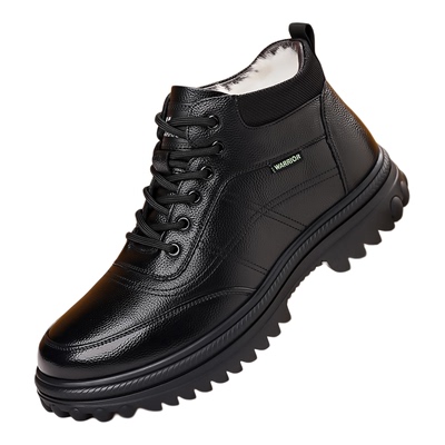 回力真牛皮羊毛男士防滑棉鞋