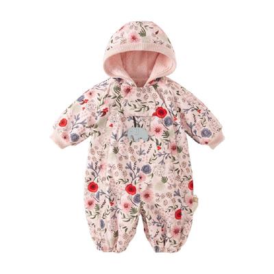 戴维贝拉女宝宝连体衣加绒爬服