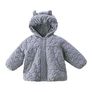 加绒版~小女孩森系碎花棉服中小童连帽棉衣女童外套冬装加厚甜美