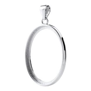 s925纯银简约吊坠空托 包边款未镶嵌蜜蜡绿松石吊坠托素银项坠托