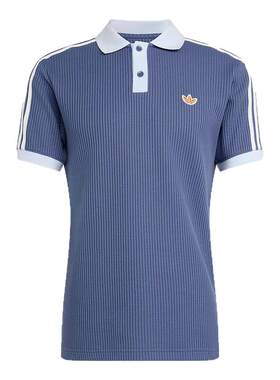 adidas阿迪达斯三叶草华夫格半袖T恤男纽扣领短袖POLO衫 KX1230