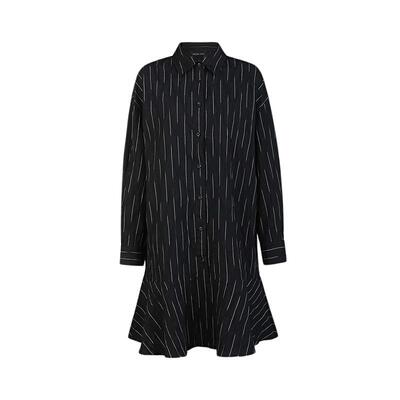 sdeer翻领撞色条纹衬衫连衣裙