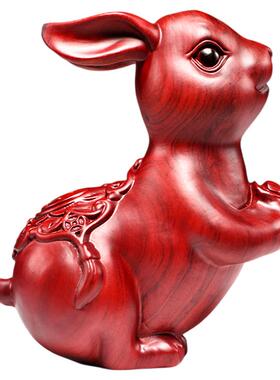 红花梨木红色木兔家居客厅装饰