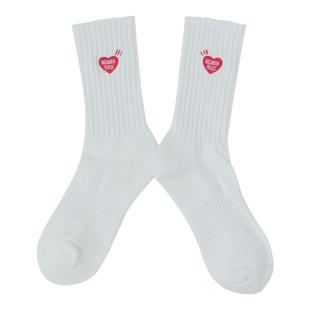 4双装余文乐潮中高筒小红心刺绣男女袜子加厚毛巾运动袜善待自己
