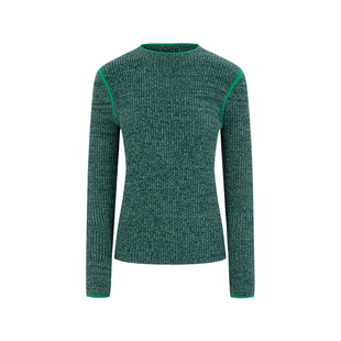 MARYLING玛俪琳秋季新品香草绿羊毛针织衫圆领上衣A1DGW03320