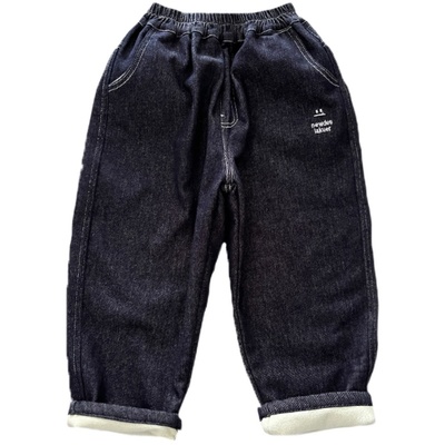 冬款加厚不褪色一体绒牛仔裤