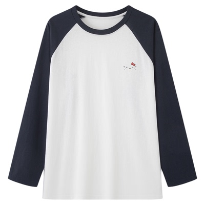 画风drawwind撞色插肩长袖T恤