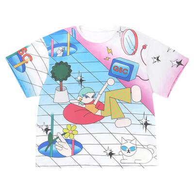 纯棉短袖宽松T恤圆领上衣