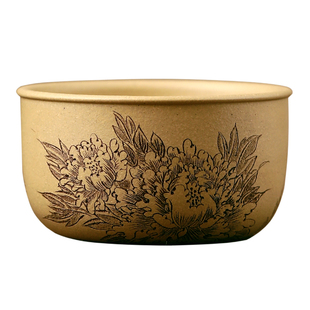 高端宜兴原矿紫砂品茗杯名家李建军纯手工本山绿泥牡丹主人杯