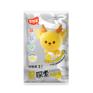 梦想家爱探索闪动裤婴儿纸尿裤NB超薄透气拉拉裤宝宝尿不湿试用装