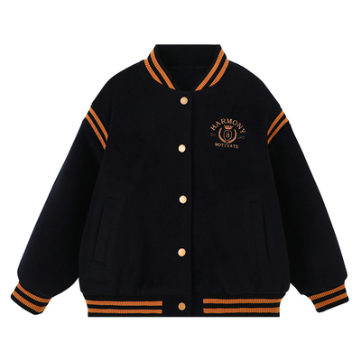 布丁哈鲁冬装童装女童上衣2026秋冬款儿童美式复古夹棉棒球服