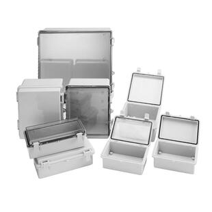 KG塑料搭扣防水接线盒户外开关电源灰盖透明盖合页卡扣翻盖密封箱