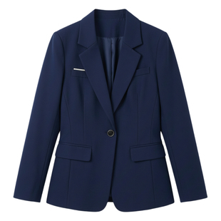 蓝色高端职业西装套装女前台春秋款面试正装西服外套管理层工作服