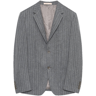 EHE男装条纹绵羊毛精致高级西装男西服外套冬季新款原创设计