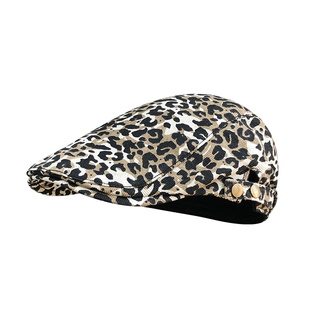 帽子女款2026新款夏天轻薄透气百搭豹纹鸭舌画家帽日系复古前进帽