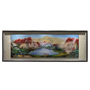 纯手工鸿运当头金山聚宝盆铜雕画客厅挂画办公室茶室高端山水挂画