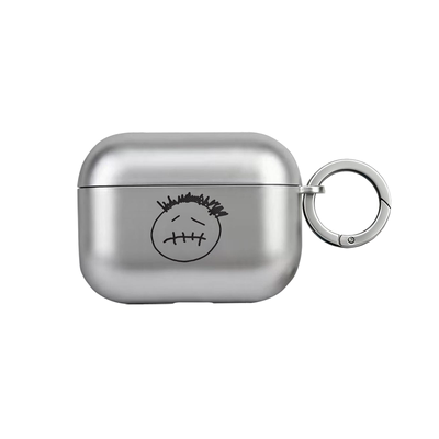 Travis Scott手绘高级感哑光磨砂银色电镀适用airpodspro2保护壳新款二代保护套airpods3耳机壳4代防摔软壳