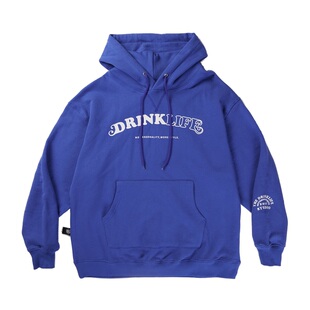 DRINK LIFE 秋冬美式运动套头卫衣男潮牌情侣连帽宽松ulzzang国潮