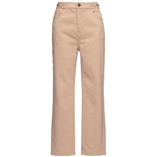 OBEG欧碧倩冬季修身通勤抓绒牛仔裤女高腰休闲九分裤10444154