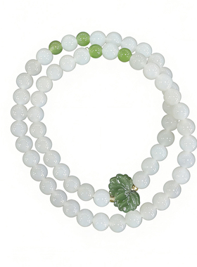 若禧珠宝天然和田玉双圈手串