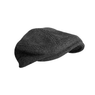灰色斜纹鸭舌帽 秋冬保暖帽子羊毛混纺复古英伦贝雷帽男女鸭舌帽
